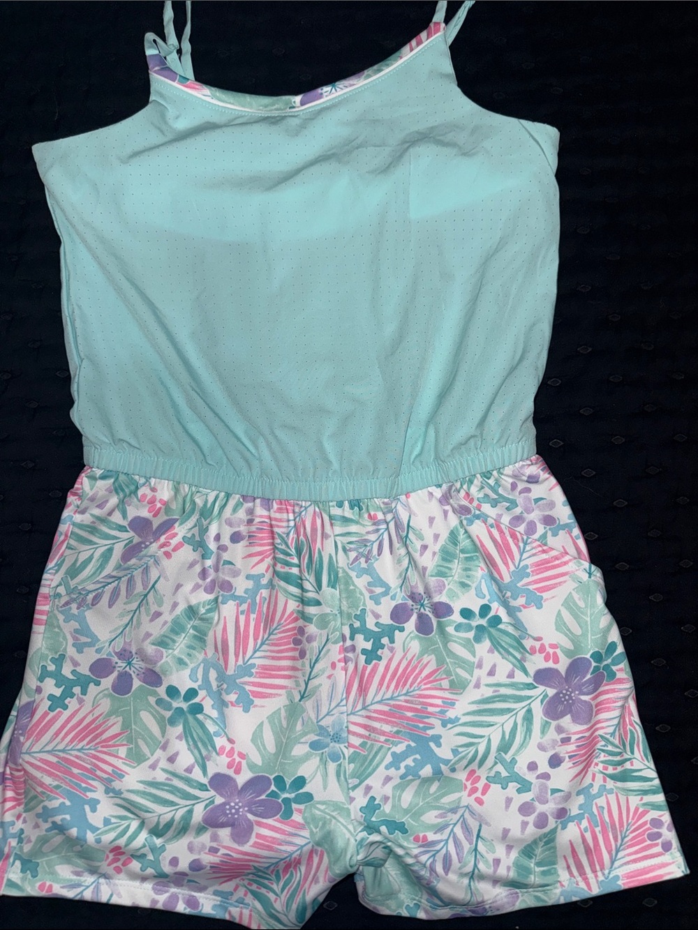 More Than Magic Mint Tank Floral Shorts Romper